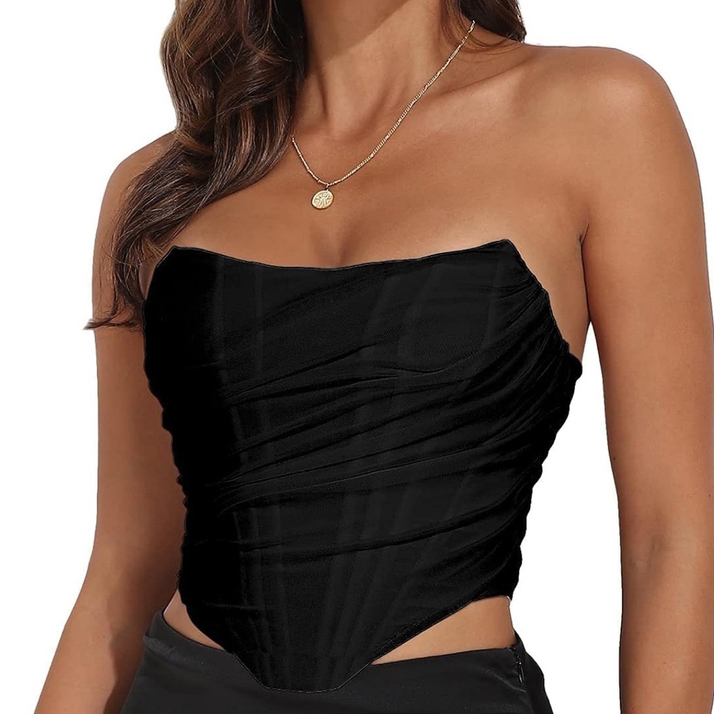 Black strapless corset top